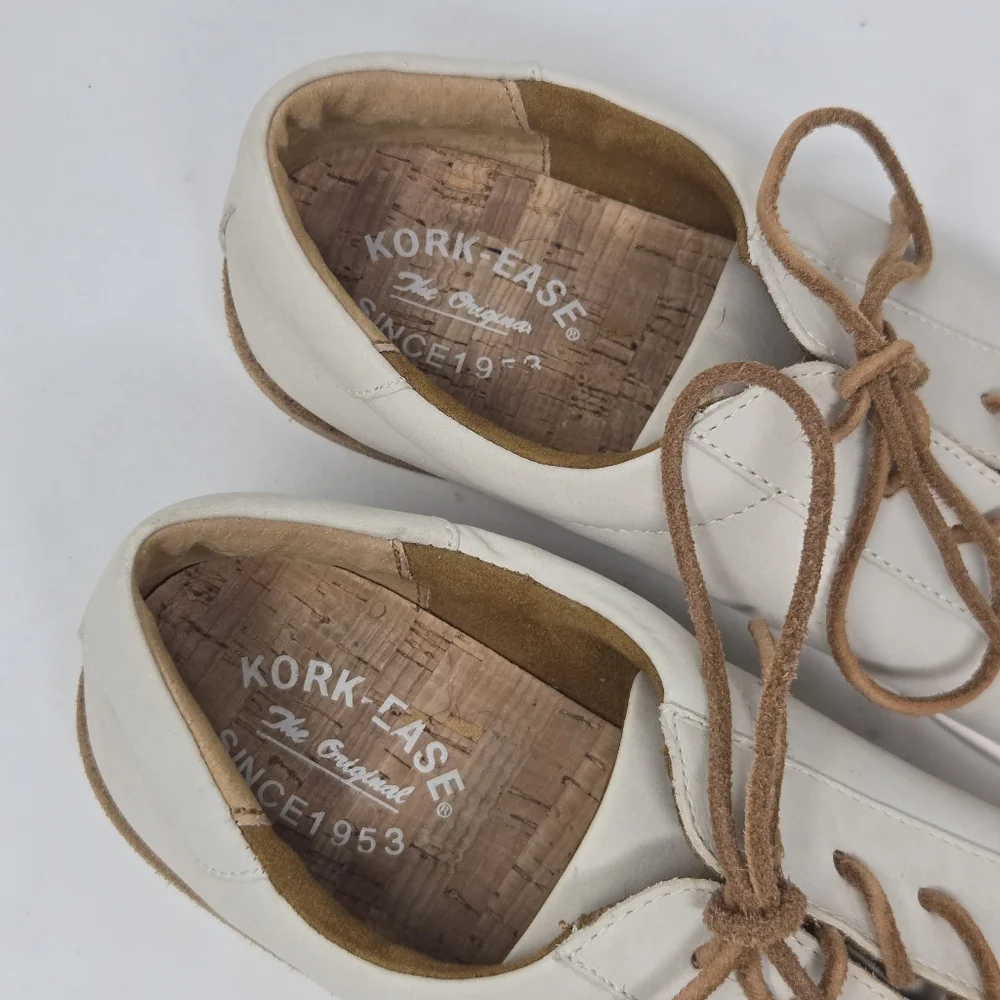 KORK-EASE Paisley Tan Cream Fog Leather Sneaker Women's Size 10M Comfort‎